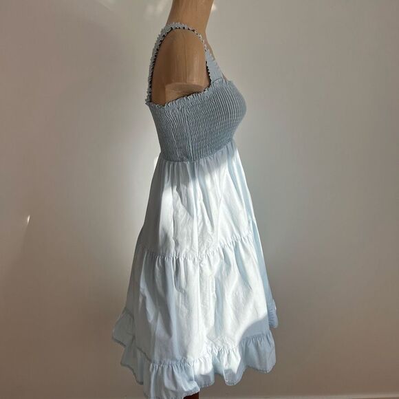 ZARA Light Blue Smocked Tiered Dress – Size XS - Picture 8 of 10